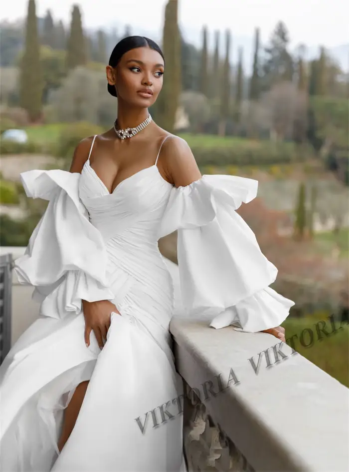 Robe de Mariée Sirène Élégante en Satin pour Femme