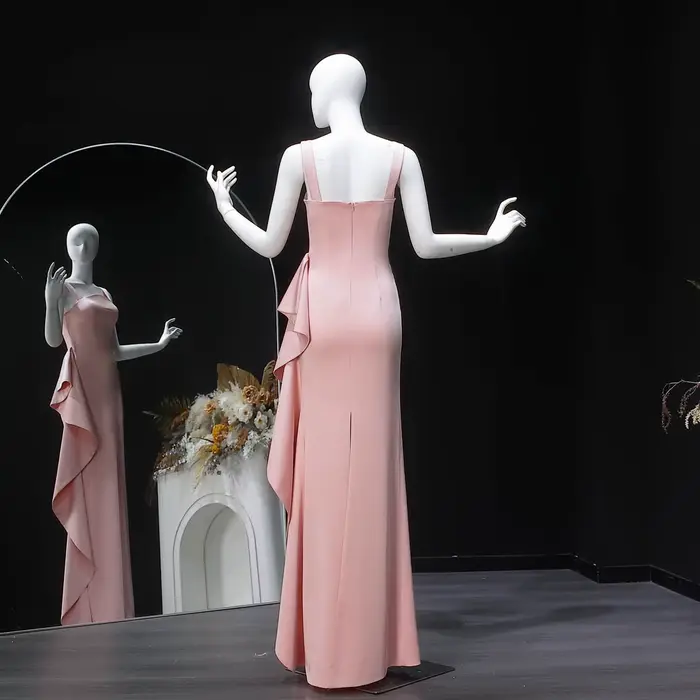 Robe de soirée sirène élégante en satin rose Sharon Said
