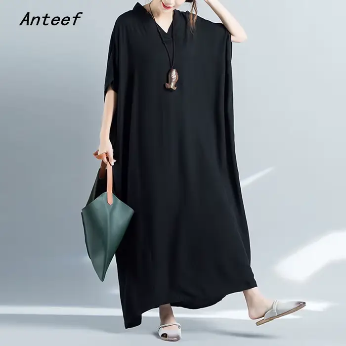 Robe vintage en coton ample et décontractée style chauve-souris pour femmes grandes tailles robes estivales longues maxis ocassions spéciales années 20 vintage style décontracté polyester viscose