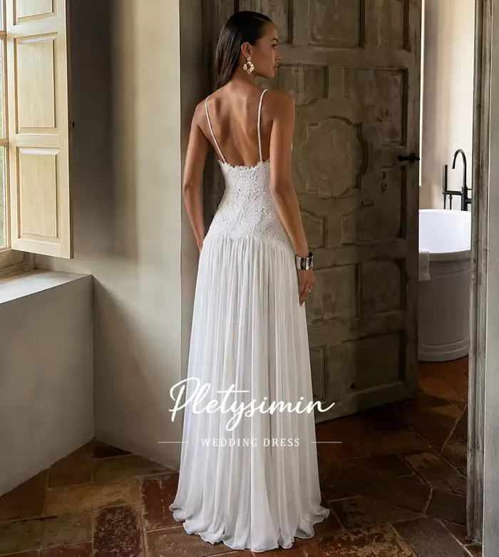Robe de mariée bohème vintage coupe trapèze