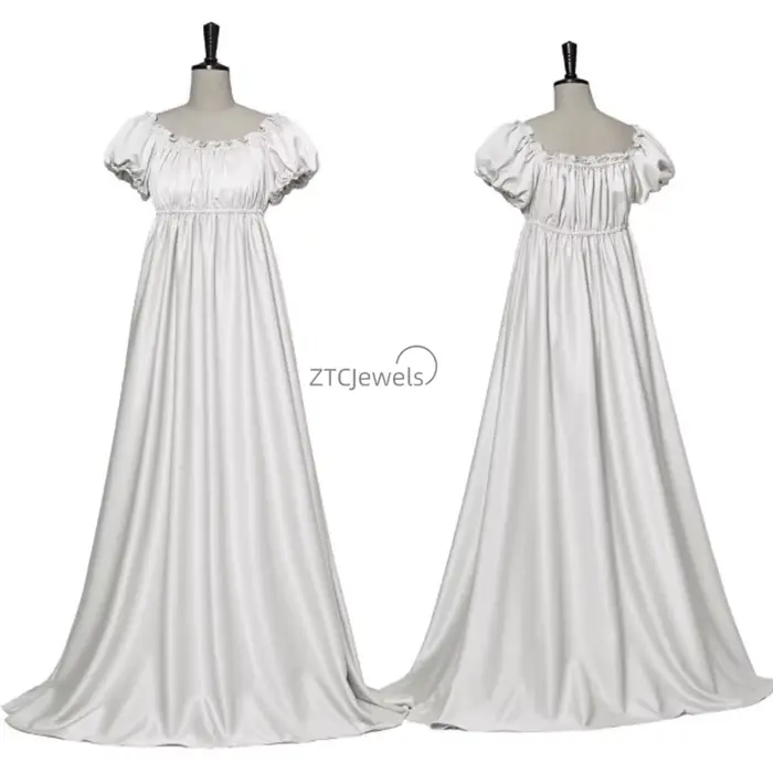 Robe Médiévale Victorienne à Manches Courtes pour Femme, Costume de Cosplay de Bridgerton, Taille Ha
