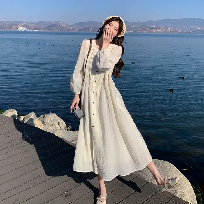 Robe blanche française pour femmes au début du printemps, nouveau Style, jupe féerique littéraire ré