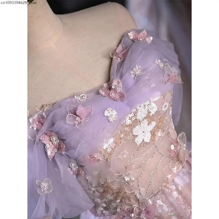 Robe de soirée de luxe rose violet pour femmes