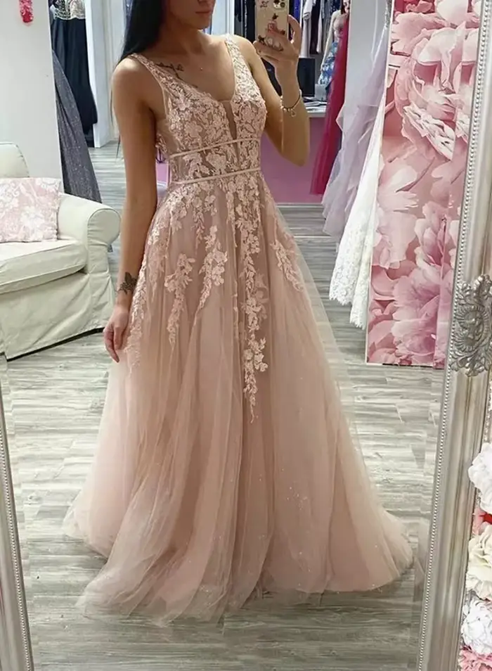 Robes de bal champagne coupe A 2026 pour femmes