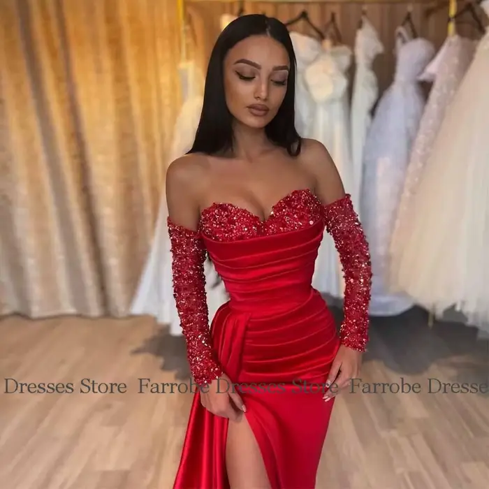 Robe de soirée de luxe fourreau Champagne épaules dénudées perles plissée pour femmes occasions spéciales soirée officielle