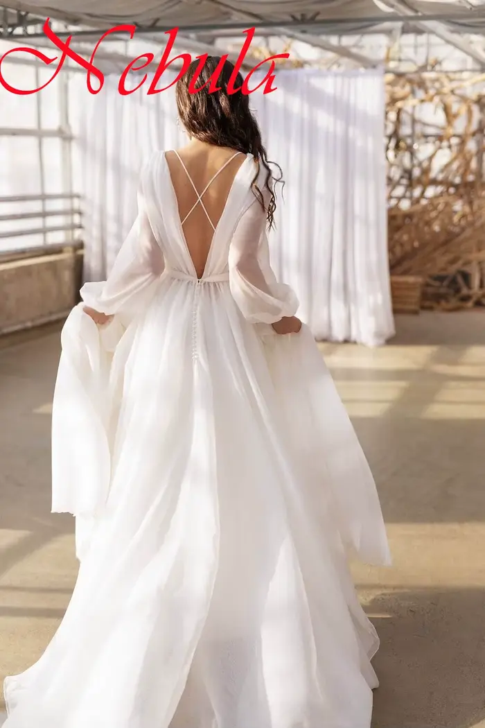 Robe de soirée en mousseline de soie blanche pure
