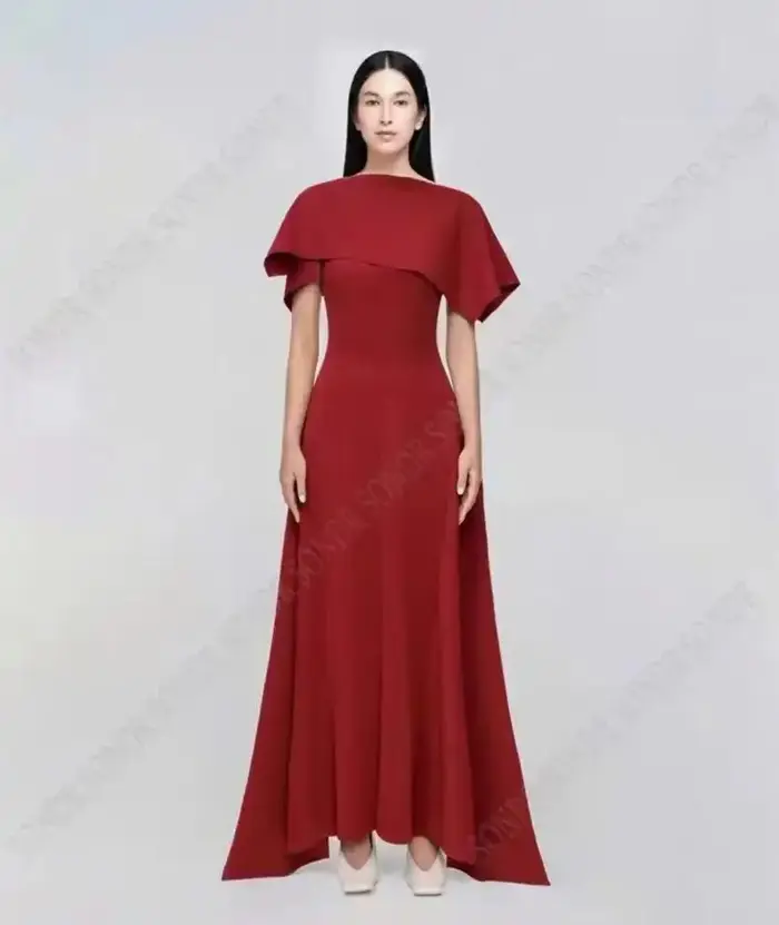 Robe de Soirée DEAT 2026 à Col Rond en Élasthanne avec Volants pour Femmes Âgées de 25 à 34 Ans Occasions Spéciales