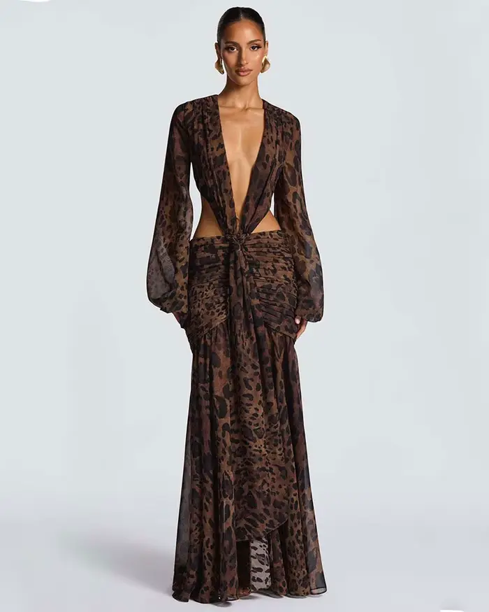 GACVGA – robe Maxi élégante en mousseline de soie pour femmes