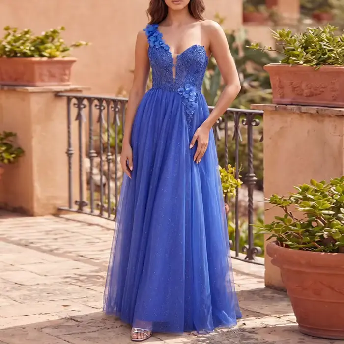 Robe de soirée personnalisée asymétrique à épaule unique