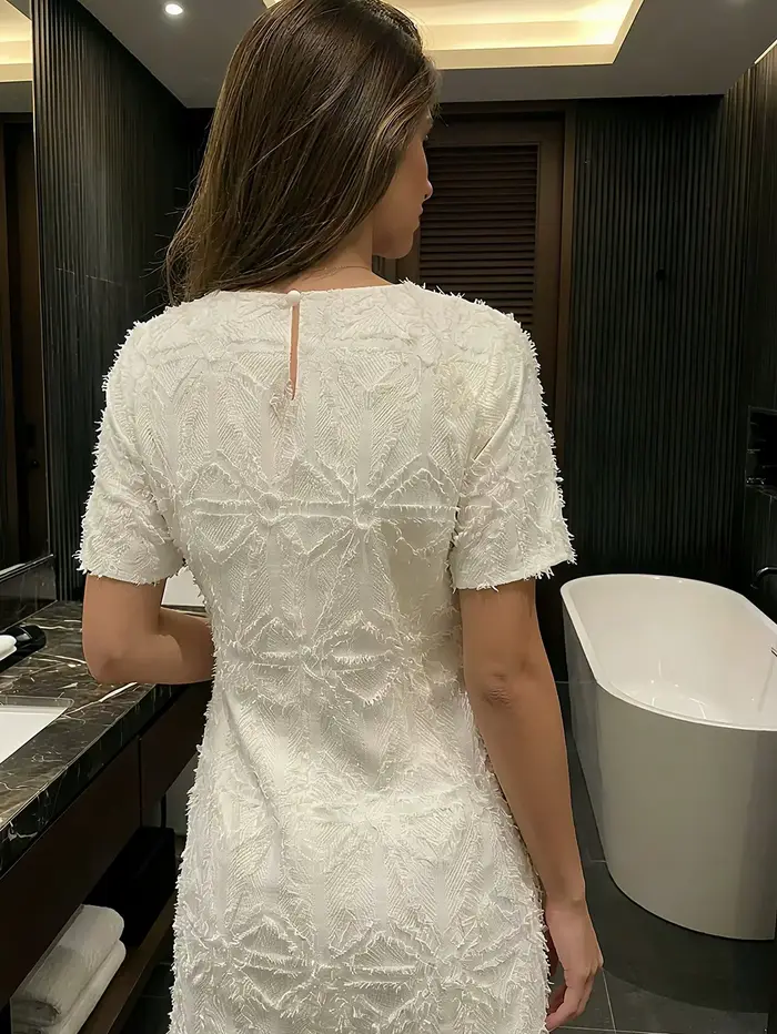 Robe midi élégante style français pour femme nouvelle collection été broderie 3d luxe jupe courte idéale pour vacances plage