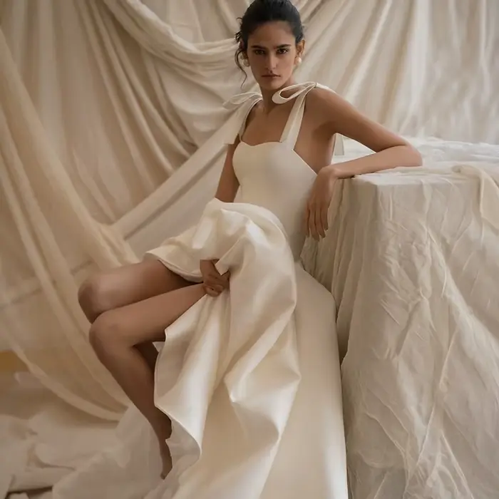 Robe de mariée blanche Eightree coupe trapèze