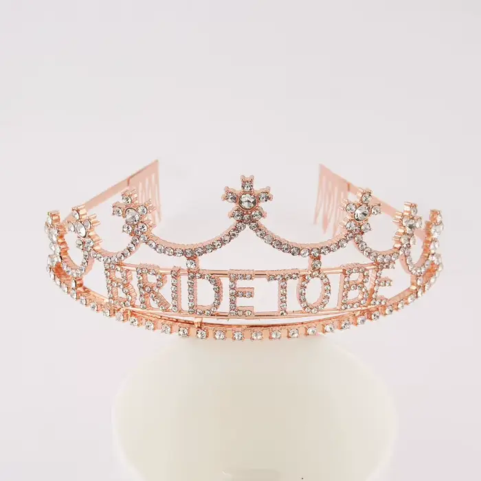 Or Rose strass mariée pour être bandeau diadème couronne fête de mariage douche nuptiale poule enter