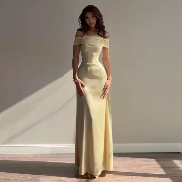 Robe de soirée asymétrique en polyester XXOWENLI élégante pour femmes avec décolleté cou fendu et dos bandage pour occasions spéciales