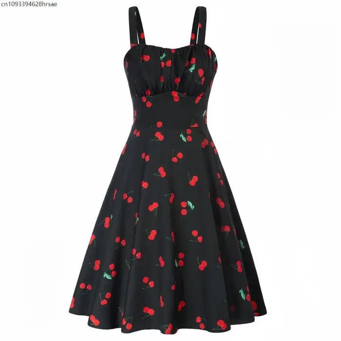 Robe vintage femme 1950s 60s rockabilly trapèze smockée ajustable soirée cocktail mariage