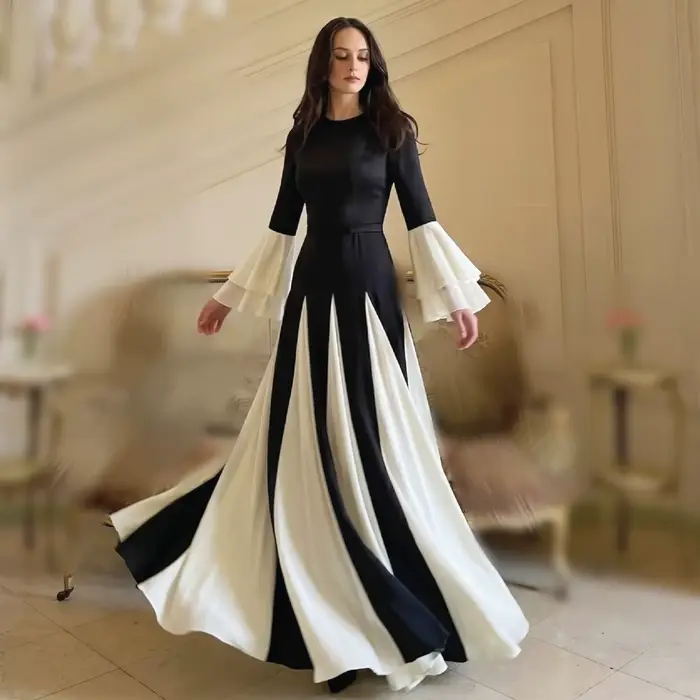 Robe de soirée personnalisée de haute qualité pour mariage, banquet, style moderne, simple, col rond