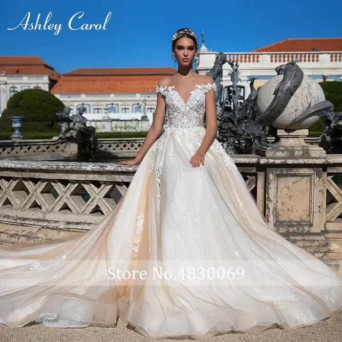 Robe de Mariée Ashley Carol Bohème Elégante avec Décolleté en Cœur et Appliques Perlées pour Femmes Occasions Spéciales Mariages Proms Soirées Célébrités