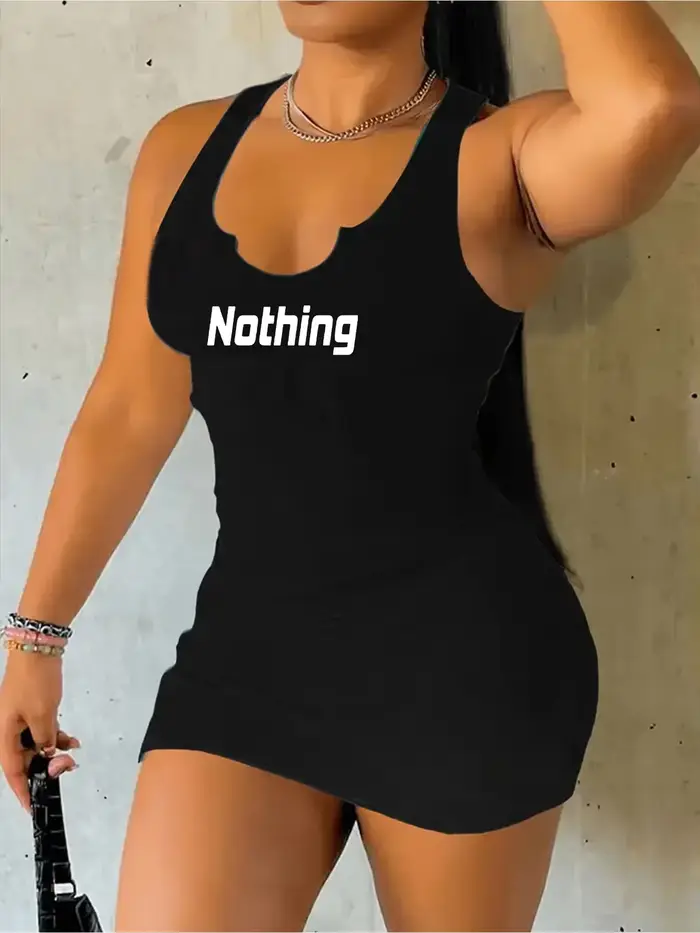 Robe noire sans manches à col en V