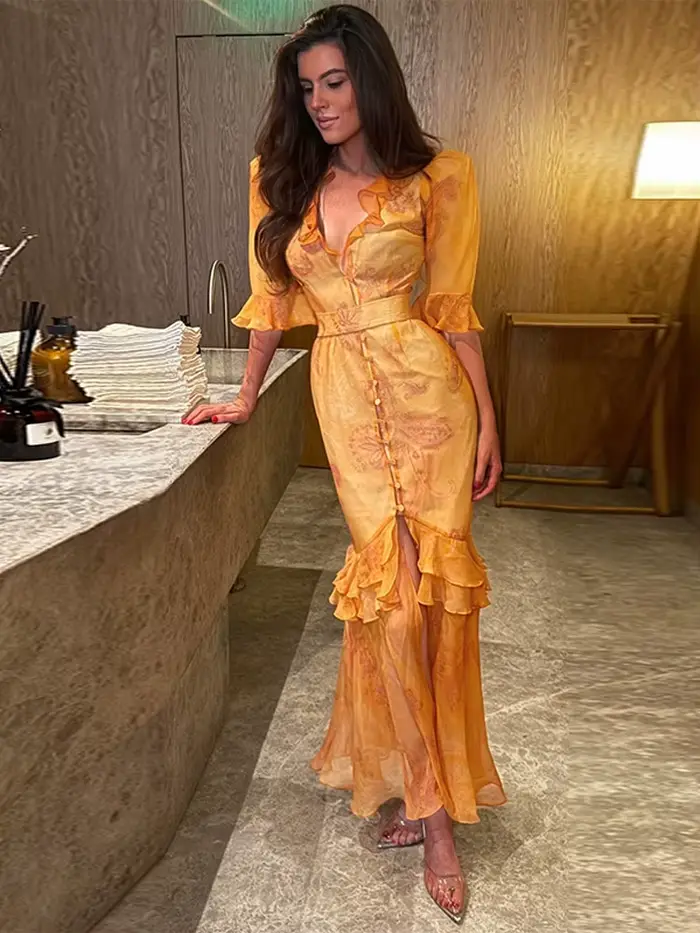 Robes longues pour femmes à imprimé floral