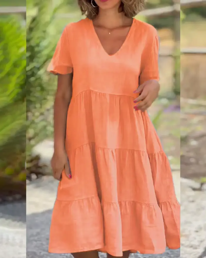 Robes décontractées en coton et lin pour femmes