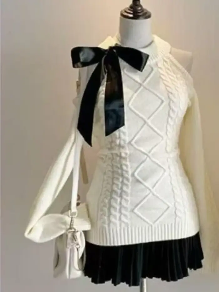 Kawaii – robe pull à épaules dénudées pour femme