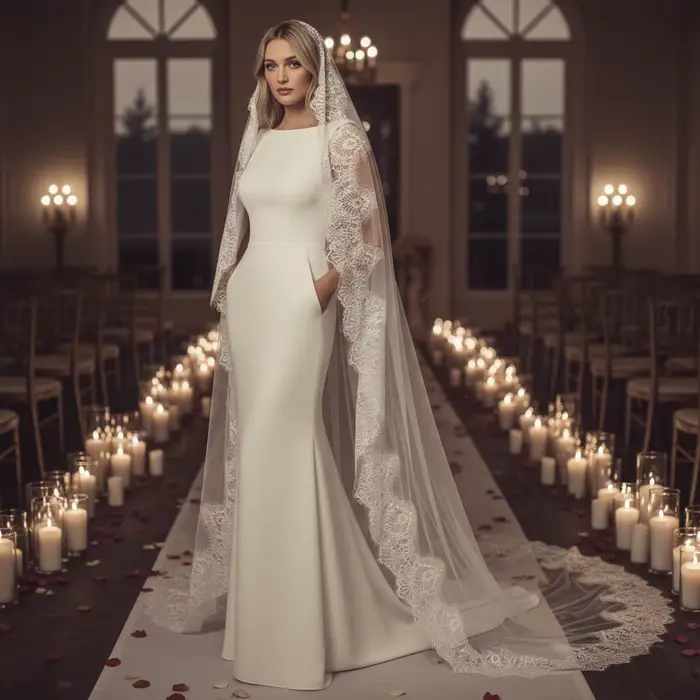 Voile de mariée de luxe blanc en dentelle