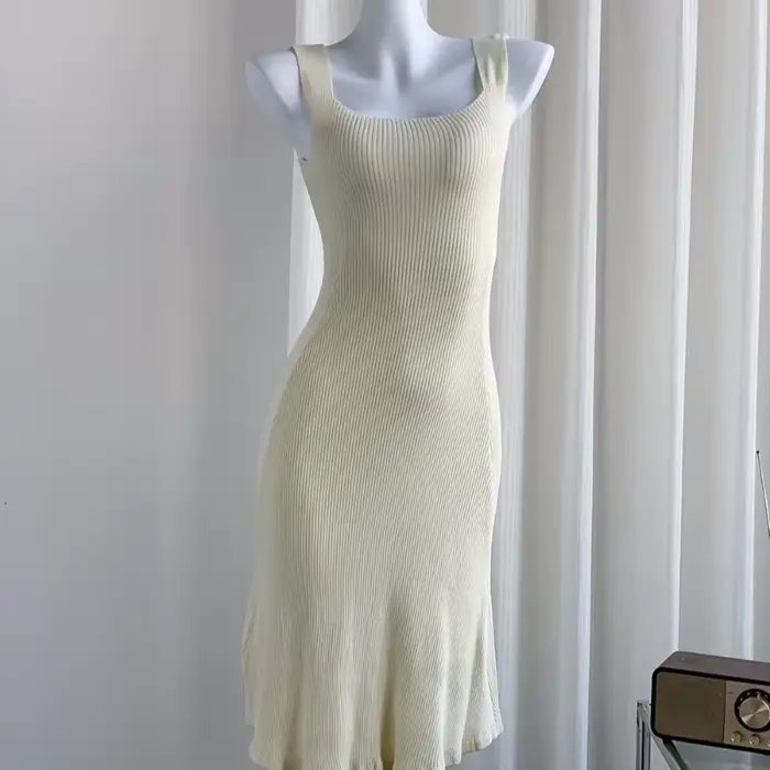 Robe Courte Tricotée Sans Manches Printemps-Été pour Femme