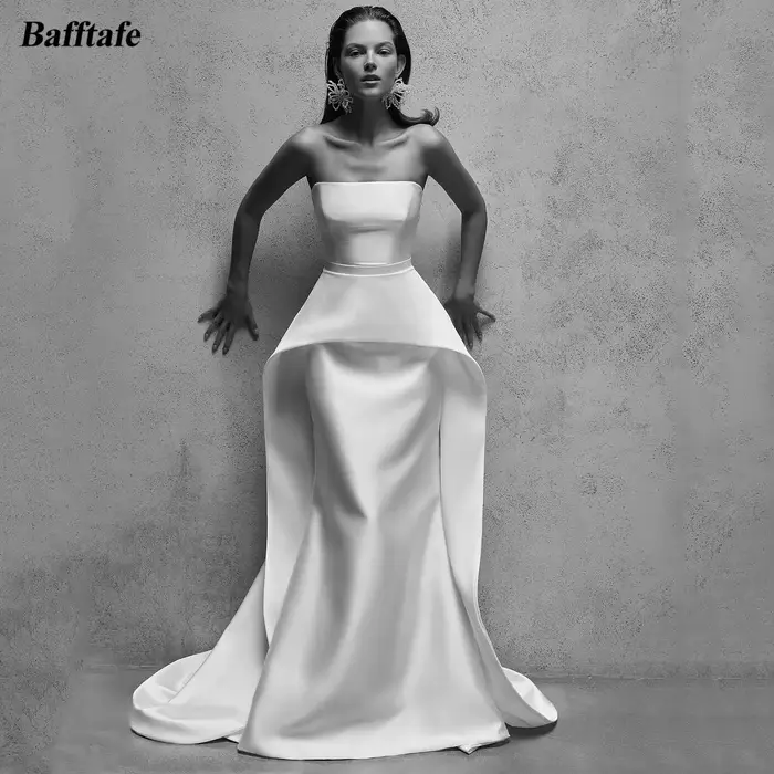 Bafftafe personnalisé doux Satin robes de mariée sirène arabe longues