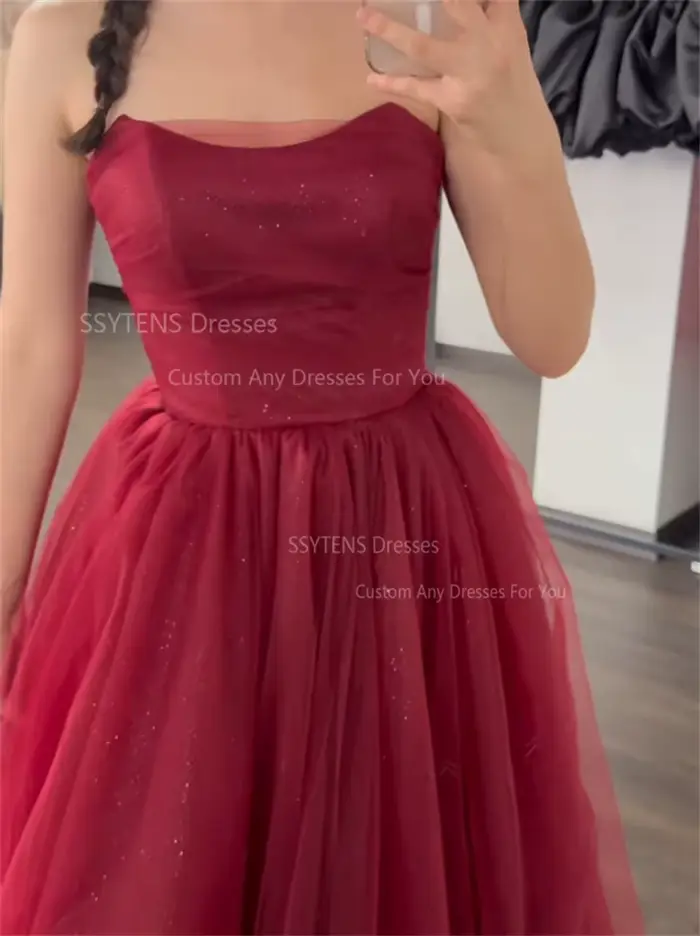SSYTENS – robe De soirée rouge élégante, longueur au sol, Corset De fête De mariage, sans manches, formelle, personnalisée
