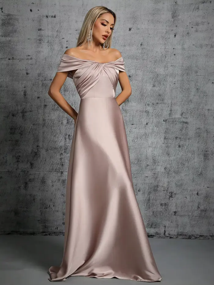 Mgiacy ligne cou irrégulière croix plissée robe en satin robe de bal robe de soirée robe de demoisel