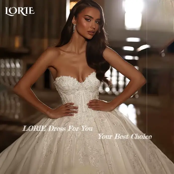 Robe de Mariée LORIE Élégante en Mousseline et Satin pour Cérémonies de Mariage, Bal et Occasions Spéciales