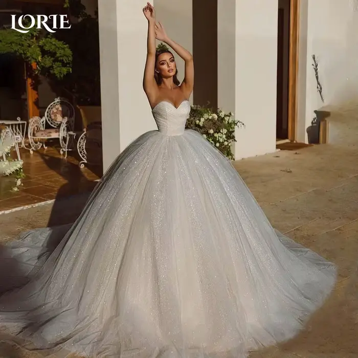 LORIE Rotterdam-Robe de mariée dos nu ligne A, sans bretelles, brillante, pour les patients