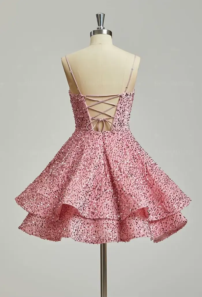 Robes de bal à sequins superposées pour adolescentes 2026