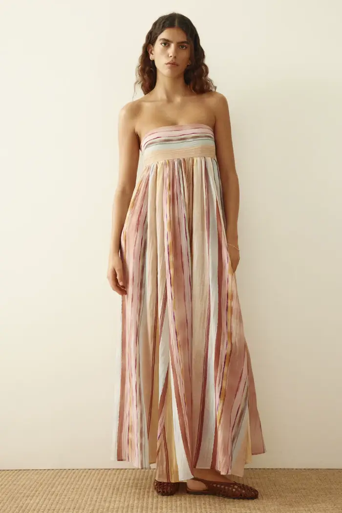 Robe mi-longue sexy à encolure drapée, imprimée, sans manches, coupe trapèze, en polyester, style él