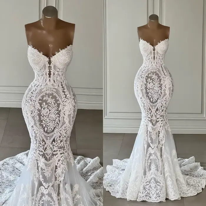 Robe de mariée sirène en dentelle, élégante, pour les patients, quel que soit leur chérie, avec appl