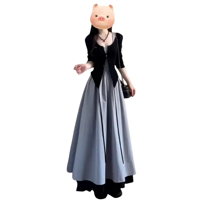 Robe midi ceinturée vintage française élégante pour femme printemps automne style empire polyester ajustée mince soirée cérémonie
