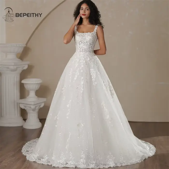 BEPEITHY personnalisé plage dentelle robes de mariée 2025 pour les femmes dos nu une ligne Court Train Sexy sans manches