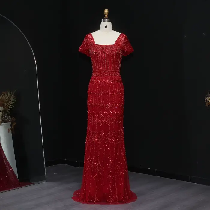 Robe Sharon Said sirène en polyester avec perles et cristal pour soirées officielles et mariages