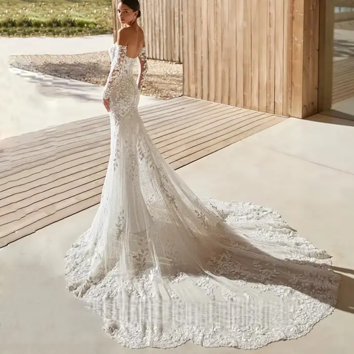 Robe de mariée sirène Vinca Sunny en dentelle de luxe personnalisable avec soutien-gorge intégré pour femmes enceintes occasions spéciales