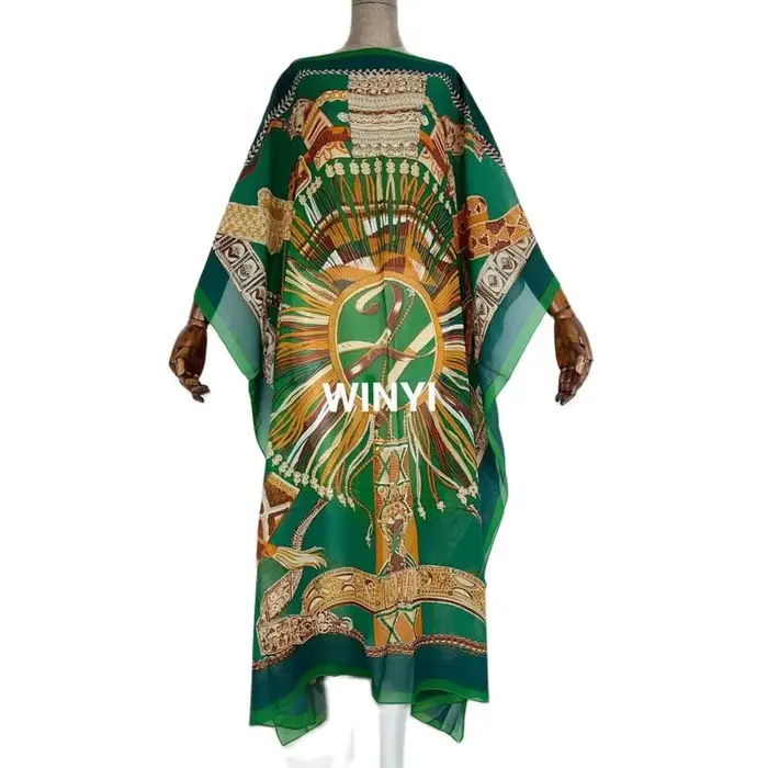 Robe longue imprimée chauve-souris pour femmes élégante robe de soirée robe éducative design de mode été automne 2021