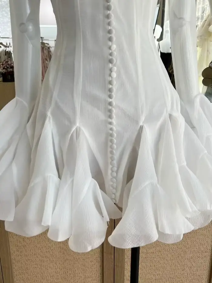 2025 nouveauté fée bulle volants concepteur robe d'anniversaire couleur unie courte décontracté soirée mode vêtements pour femmes