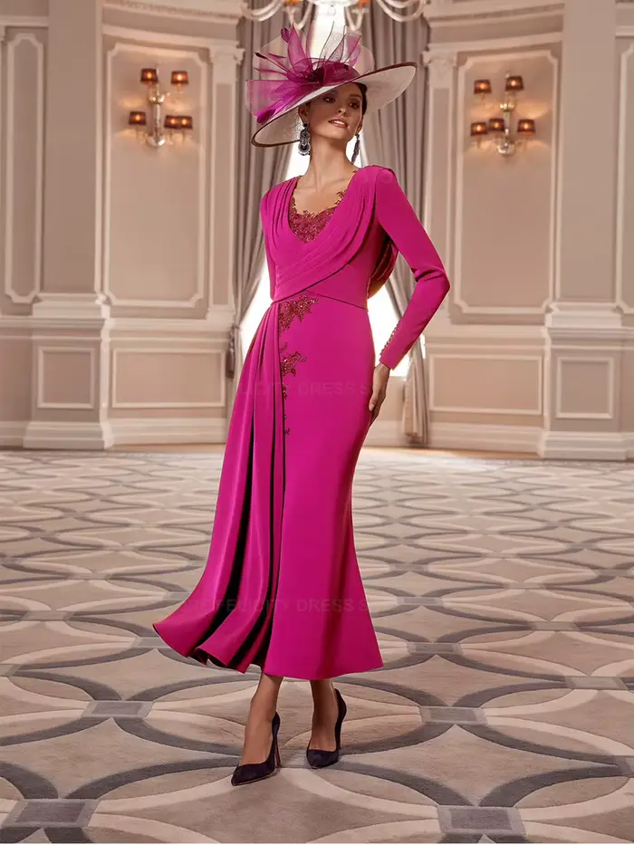 Robe mère de la mariée sirène plissée personnalisée en polyester pour mariage et événements spéciaux occassions