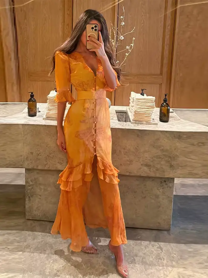 Robes longues pour femmes à imprimé floral