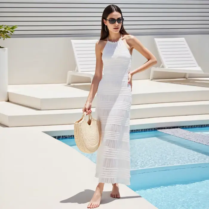 Robe longue Puloru pour femme en polyester bohème, élégante et facile à porter pour les soirées estivales et les cocktails
