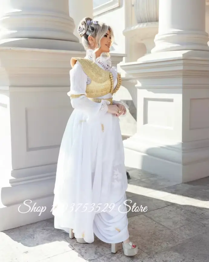 Robe de mariée traditionnelle algérienne personnalisée, imprimée dentelle, robe de mariée arabe trad