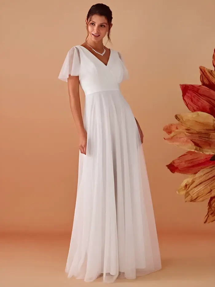 Robes de mariée blanches élégantes avec manches