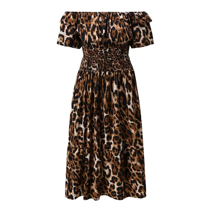 Robes léopard à volants pour femmes