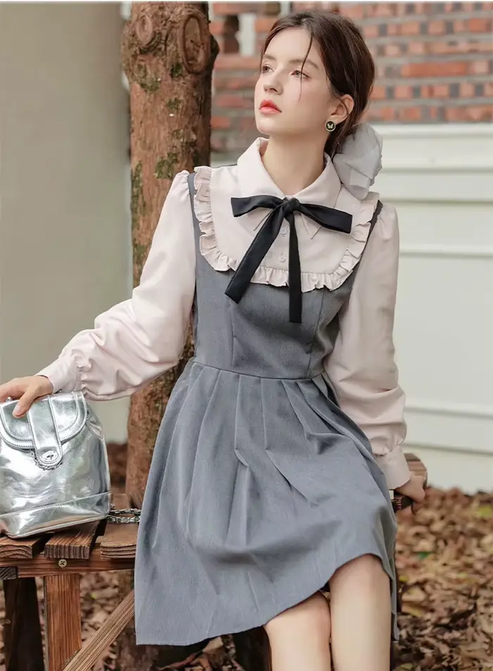 Cearance ventes pour femme vêtements angleterre Style Preppy robe courte pour adolescents étudiants doux arc ample décontracté Mini robes