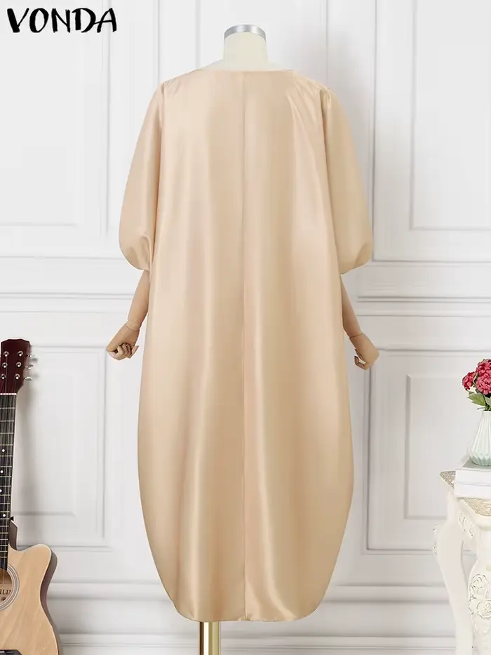 Robe Longue en Satin de Style Bohème pour Femme