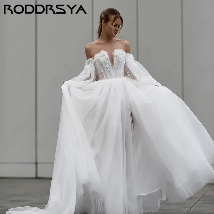 Robe Mariée A-Line Mousseline Légère RODDRSYA Personnalisable