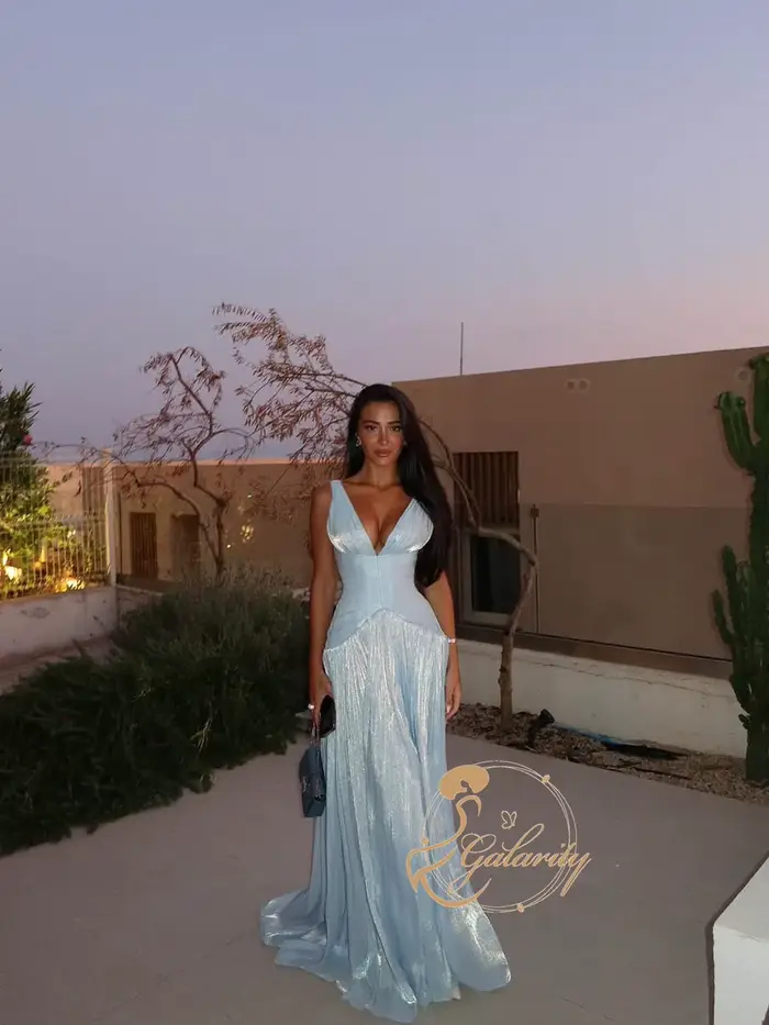 Robe de bal en polyester Galarity mousseline plissée sans manches pour soirées formelles et occasions spéciales